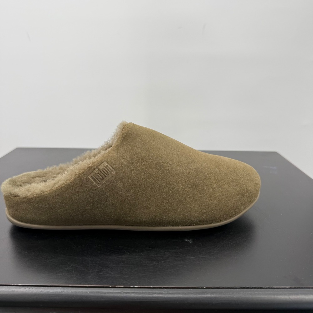 FitFlop Chrissie Suede Slippers Women Size 7 Olive Excellent N28-967 Mules